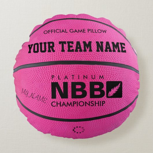 BASKETBAL OFFICIËLE SPEL PILLOW Pink bl Rond Kussen (Voorkant)