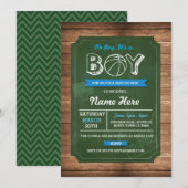 Basketbal Oh Boy Baby shower Sport Uitnodigen Kaart (Voorkant / Achterkant)