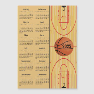 Basketbal Ontwerp 2025 Kalender Magnetische Kaart
