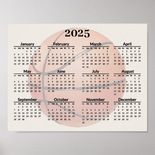 Basketbal ontwerp 2025 Kalender Poster (Voorkant)