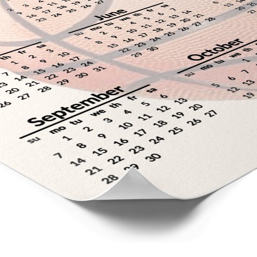 Basketbal ontwerp 2025 kalenderposter  poster (Hoek)