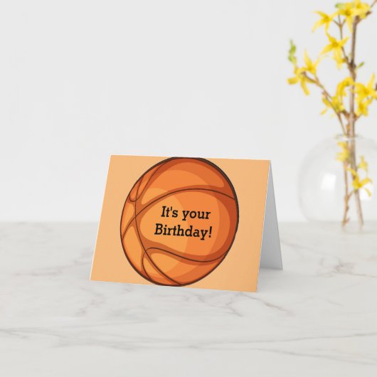 Basketbal ontwerp verjaardagskaart kaart (Gele Bloem)