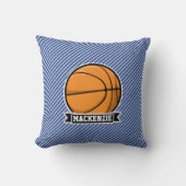 Basketbal op Blue & White Stripes Kussen (Voorkant)