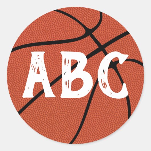 Basketbal op maat gemaakte teamletters of speler n ronde sticker (Voorkant)