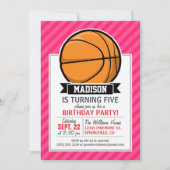 Basketbal op roze strepen, gestreept kaart (Voorkant)