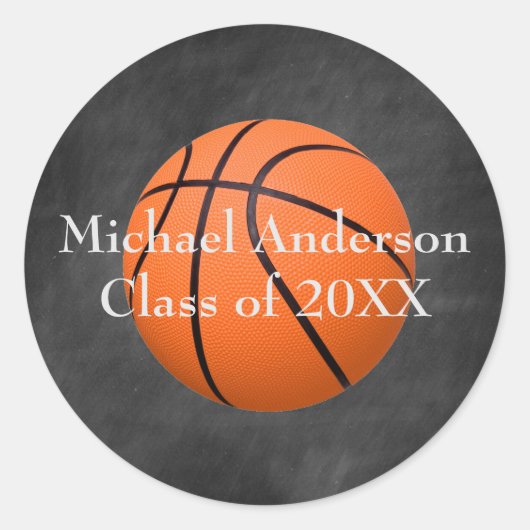 Basketbal op schoolbord - Afstuderen Sticker (Voorkant)
