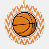 Basketbal op Sinaasappel en witte Chevron Keramisch Ornament (Achterkant)
