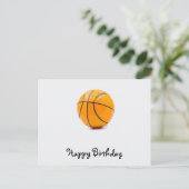 Basketbal op witte achtergrond Happy Birthday Briefkaart (Staand voorkant)