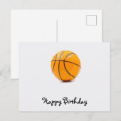 Basketbal op witte achtergrond Happy Birthday Briefkaart (Voorkant / Achterkant)
