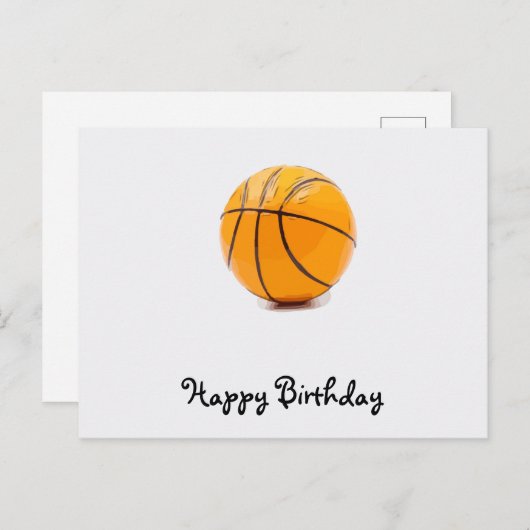 Basketbal op witte achtergrond Happy Birthday Briefkaart (Voorkant / Achterkant)