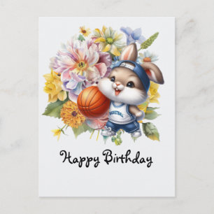 Basketbal op witte achtergrond Happy Birthday Briefkaart