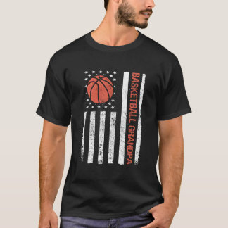 Basketbal Opa Usa Amerikaanse Vlag T-shirt