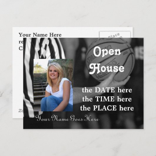 Basketbal, open huis briefkaart (Voorkant / Achterkant)