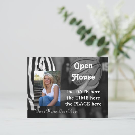 Basketbal, open huis briefkaart (Staand voorkant)
