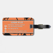 Basketbal Oranje Bal Aangepaste Naam & Rugnummer Bagagelabel (Achterkant horizontaal)