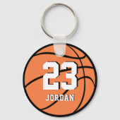 Basketbal Oranje Bal Aangepaste Naam & Rugnummer Sleutelhanger (Achterkant)