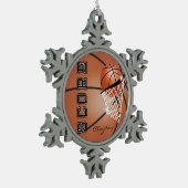 Basketbal | Oranje bruin | Personaliseren Tin Sneeuwvlok Ornament (Links)