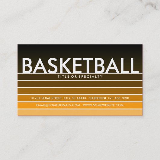 basketbal oranje staal visitekaartje (Voorkant)