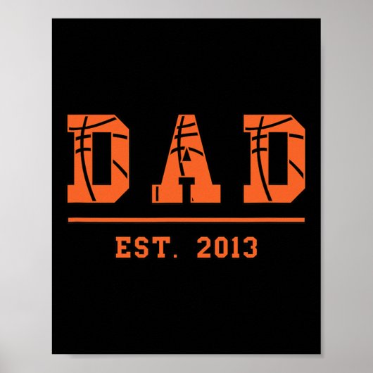 Basketbal Pap Est 2013 Vaderdag Geboorte Poster (Voorkant)