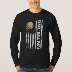 Basketbal Papa Amerikaanse vlag Trots Papa Vaders  T-shirt