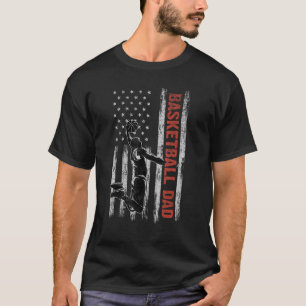 Basketbal Papa Amerikaanse vlag Vader Dag 4e van J T-shirt