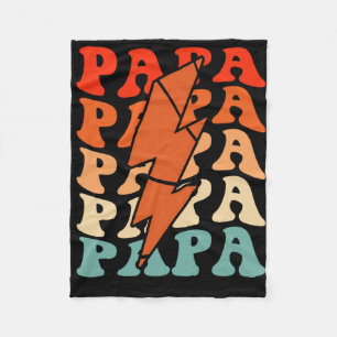 Basketbal Papa Dad Retro Groovy Lightning Bolt Fa Fleece Deken