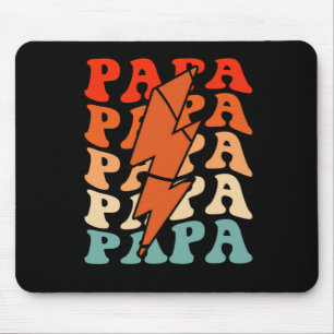 Basketbal Papa Dad Retro Groovy Lightning Bolt Fa Muismat