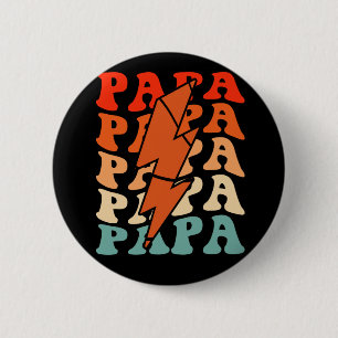 Basketbal Papa Dad Retro Groovy Lightning Bolt Fa Ronde Button 5,7 Cm