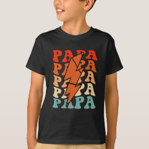 Basketbal Papa Dad Retro Groovy Lightning Bolt Fa T-shirt