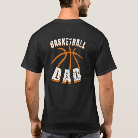 Basketbal Papa Retro Tekst Design 4 T-shirt (Achterkant)