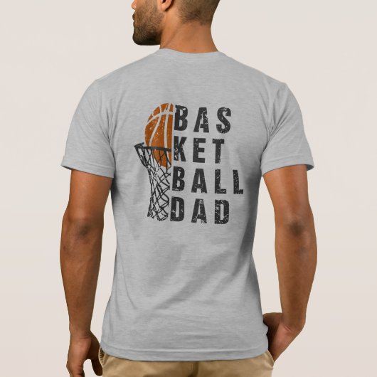 Basketbal Papa Retro Tekst Ontwerp T-shirt (Achterkant)