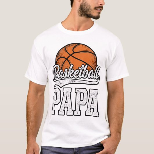 Basketbal Papa Vintage Gravure Shirt Ontwerp_1 (Voorkant)