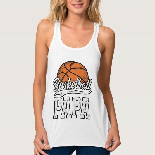 Basketbal Papa Vintage Gravure Shirt Ontwerp_1 (Voorkant)