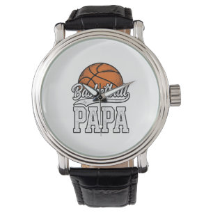 Basketbal Papa Vintage Gravure Shirt Ontwerp_1 Horloge
