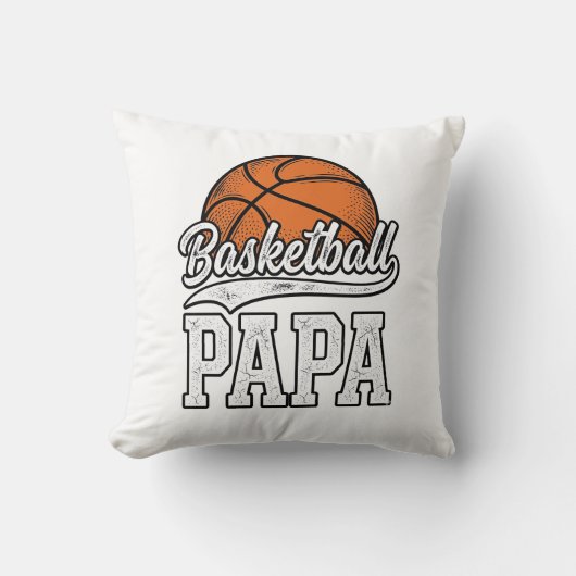 Basketbal Papa Vintage Gravure Shirt Ontwerp_1 Kussen (Voorkant)