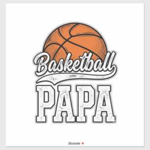 Basketbal Papa Vintage Gravure Shirt Ontwerp_1 Sticker