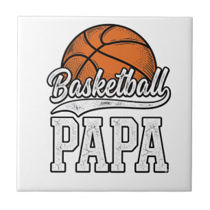 Basketbal Papa Vintage Gravure Shirt Ontwerp_1 Tegeltje