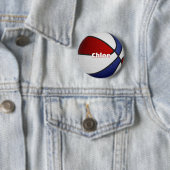 Basketbal partij geeft de voorkeur aan rood-blauwe ronde button 5,7 cm (In situ)