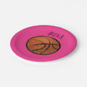Basketbal Party Borden voor meisjes in roze. Papieren Bordje (Gekanteld)