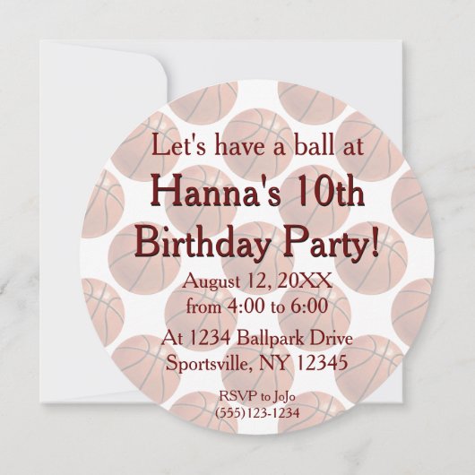 Basketbal Party Uitnodiging (Achterkant)