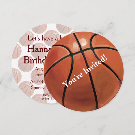 Basketbal Party Uitnodiging (Voorkant / Achterkant)