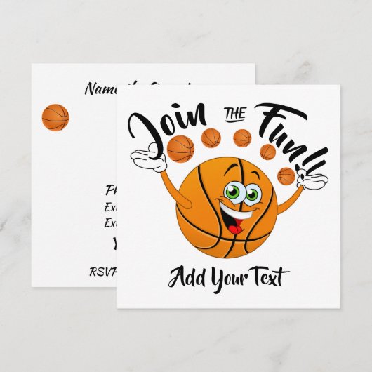 Basketbal Party Uitnodiging (Voorkant / Achterkant)