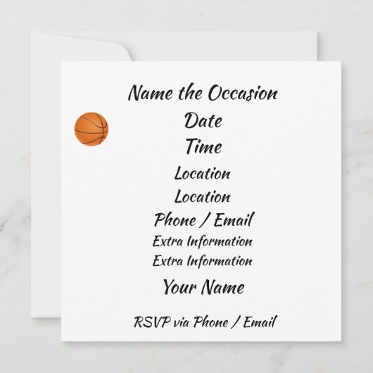 Basketbal Party Uitnodiging (Achterkant)