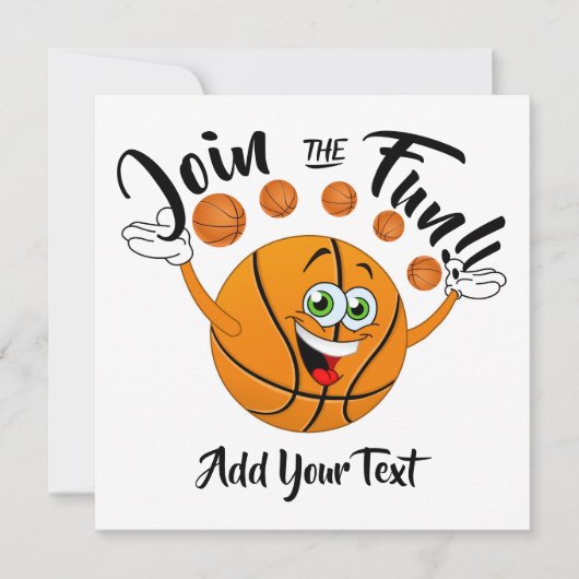 Basketbal Party Uitnodiging (Voorkant)
