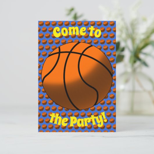 Basketbal Party Uitnodiging (Staand voorkant)