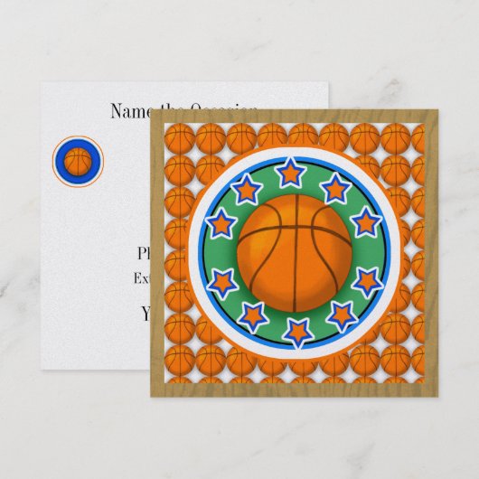 Basketbal Party Uitnodiging (Voorkant / Achterkant)