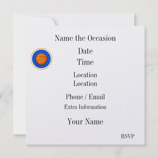 Basketbal Party Uitnodiging (Achterkant)