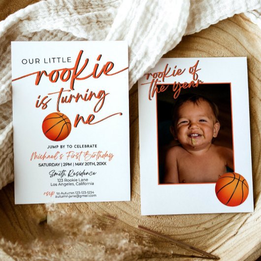 Basketbal Party Uitnodiging Basketbal Rookie Jaar