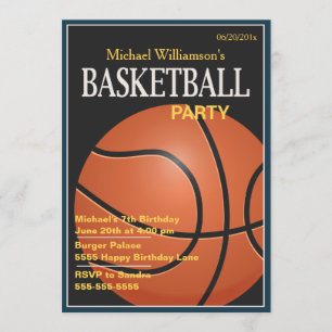 Basketbal Party Verjaardag Uitnodiging