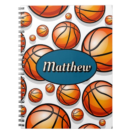 Basketbal patroon naam notitieboek (Voorkant)